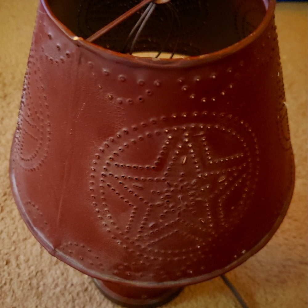 Primitive Punched Tin Star Metal Lamp Shade Country Farmhouse